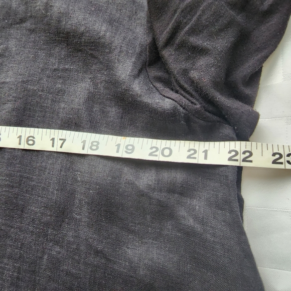 Calvin Klein Linen Front Button Down Pointed Collar  Black Shirt Size L - Picture 4 of 6